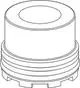 Strahlregler von Ideal Standard mit zylindrischer Form und gerilltem Schraubgewinde, zur Integration in Sanitärsysteme.